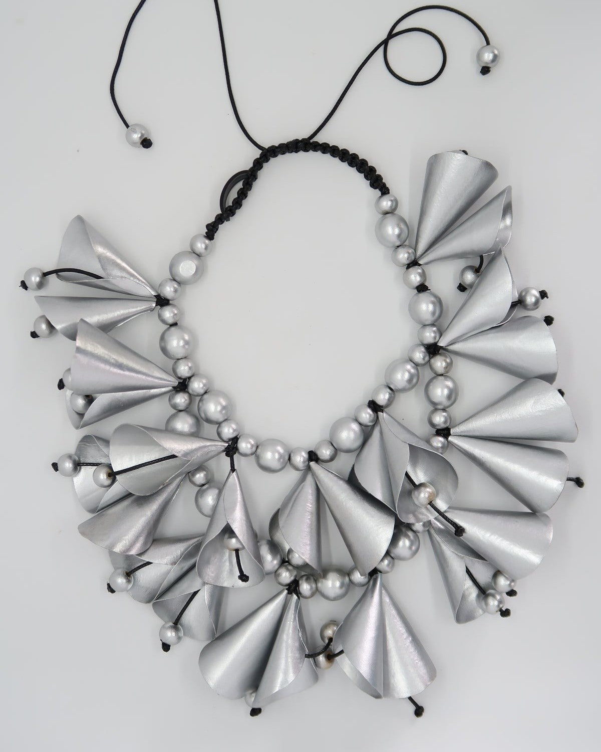 Layered Rose Necklace, Silver