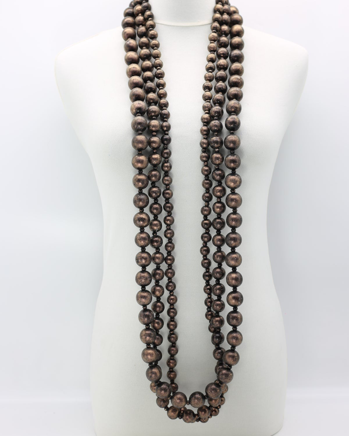 Iris Wooden Necklace Set, Coffee
