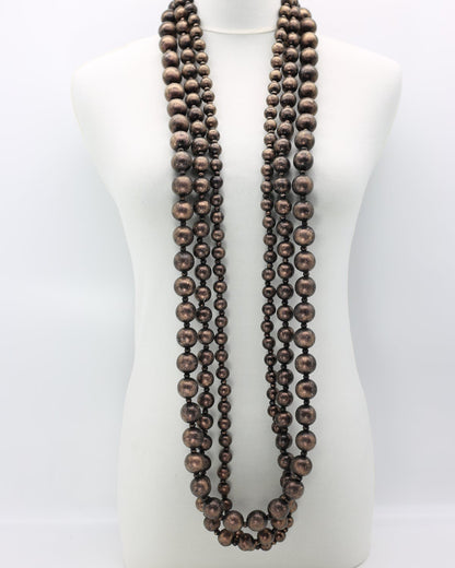 Iris Wooden Necklace Set, Coffee