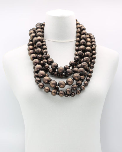Iris Wooden Necklace Set, Coffee