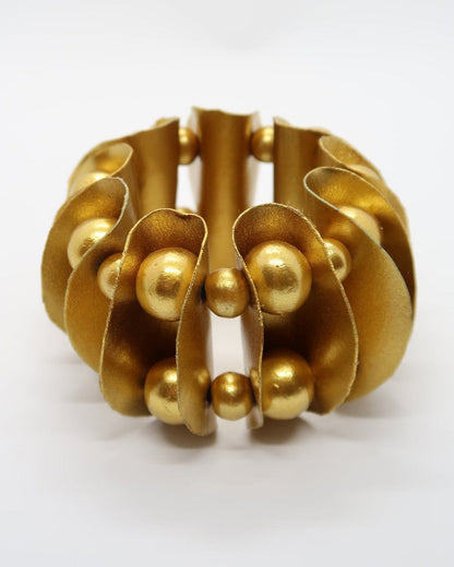Petals & Beads Stretch Bracelet, Gold