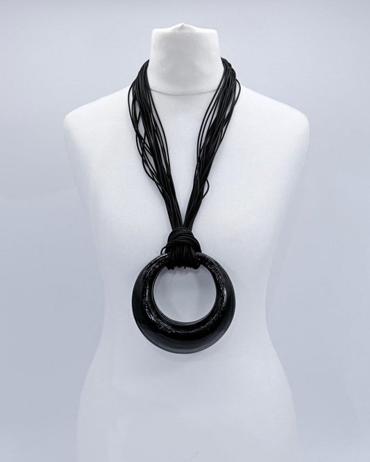 Lunar Curve Bamboo Necklace, Black